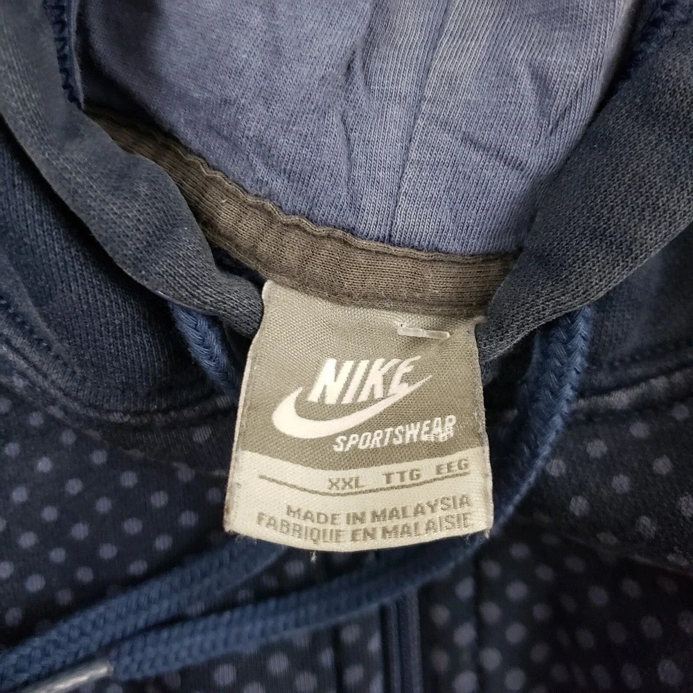 Nike Sweater Mens 2XL XXL Blue‎ Zip Up Swoosh Hoodie Sweatshirt Just Do It Adult